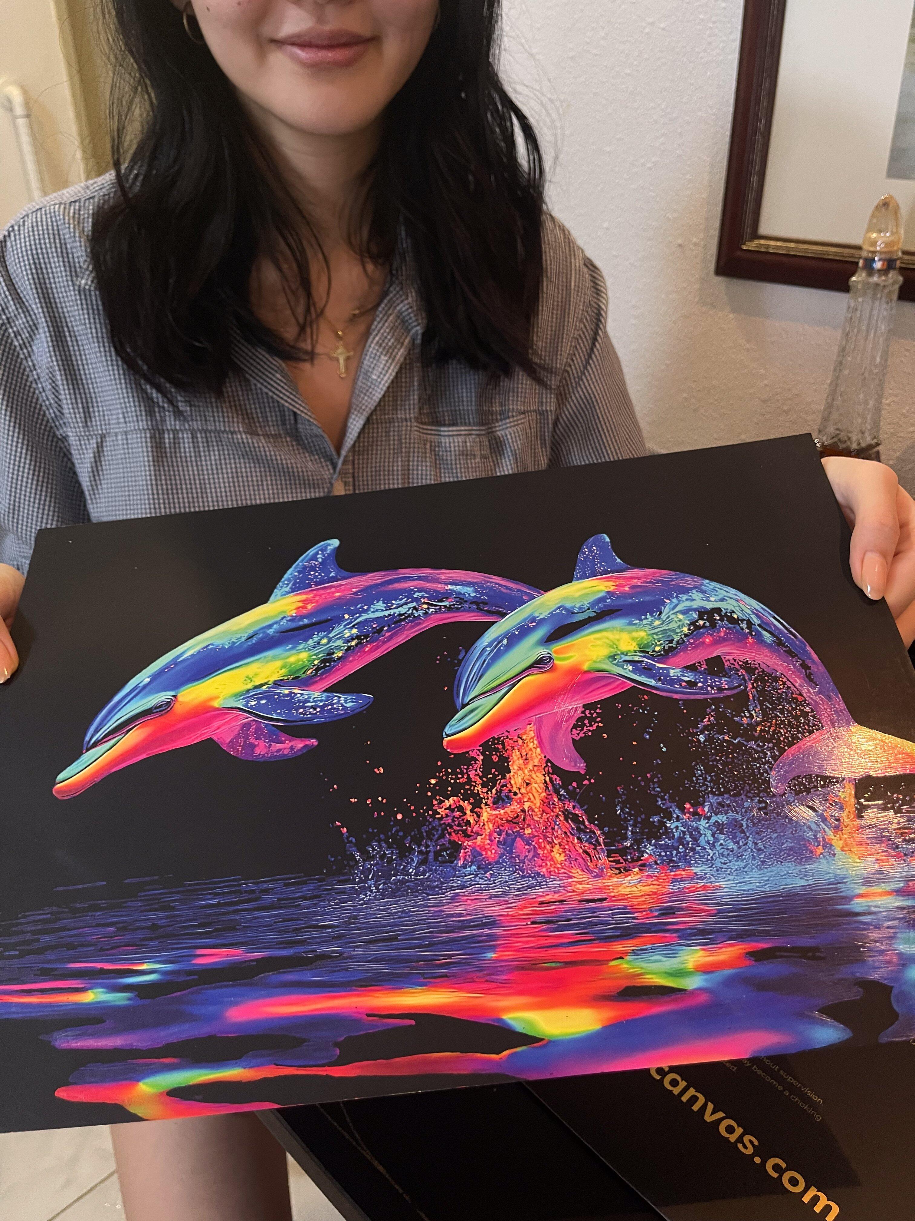 A customer photo of their finished scratch art